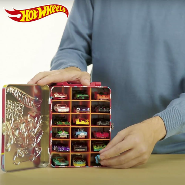 Hot Wheels 1:64 Scale Cars Metal Car Carry Case I 18 Toy Storage & Organiser Gift for Collectors Kids Ages 3 Years Old Up 3D HW Race lid Design (Cars not Included