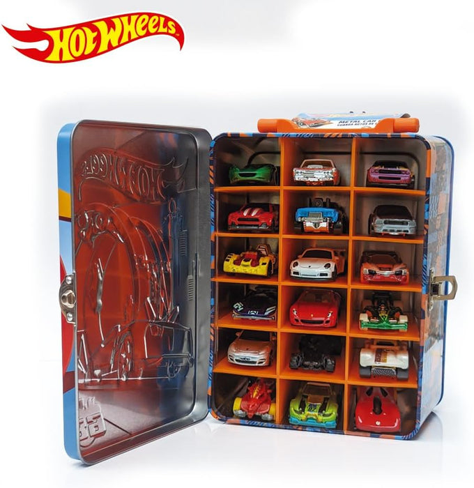 Hot Wheels 1:64 Scale cars Metal Car Carry Case I 18 Toy Storage & Organiser Gift for Collectors Kids Ages 3 Years Old Up 3D HW Race lid design (Cars not included)