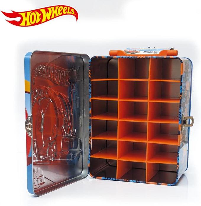 Hot Wheels 1:64 Scale cars Metal Car Carry Case I 18 Toy Storage & Organiser Gift for Collectors Kids Ages 3 Years Old Up 3D HW Race lid design (Cars not included)