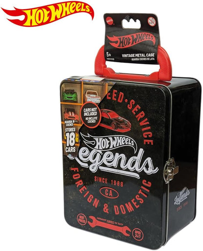 Hot Wheels Vintage 1:64 Scale cars Metal Car Carry Case I 18 Toy Storage & Organiser Gift for Collectors Kids Ages 3 Years Old Up 3D HW Race lid design (Cars not included)