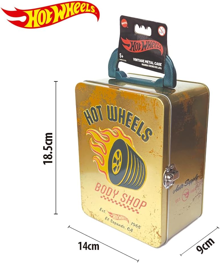 Hot Wheels Vintage 1:64 Scale cars Metal Car Carry Case I 18 Toy Storage & Organiser Gift for Collectors Kids Ages 3 Years Old Up 3D HW Race lid design (Cars not included)