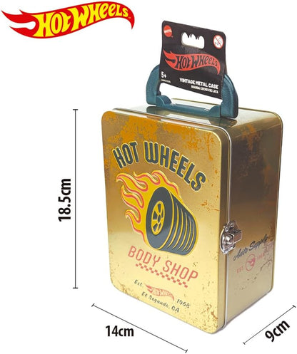 Hot Wheels Vintage 1:64 Scale cars Metal Car Carry Case I 18 Toy Storage & Organiser Gift for Collectors Kids Ages 3 Years Old Up 3D HW Race lid design (Cars not included)