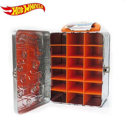 Hot Wheels Vintage 1:64 Scale cars Metal Car Carry Case I 18 Toy Storage & Organiser Gift for Collectors Kids Ages 3 Years Old Up 3D HW Race lid design (Cars not included)