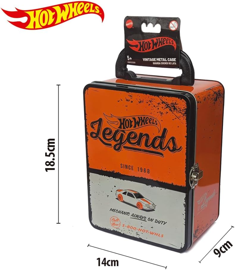 Hot Wheels Vintage 1:64 Scale cars Metal Car Carry Case I 18 Toy Storage & Organiser Gift for Collectors Kids Ages 3 Years Old Up 3D HW Race lid design (Cars not included)