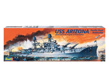 Revell- USS Arizon Battleship Model Military Ship Scale Pearl Harbor Kit de construcción de Barco de plástico de Nivel 4 de 133 Piezas a Escala 1:426, Color Gris (85-0302
