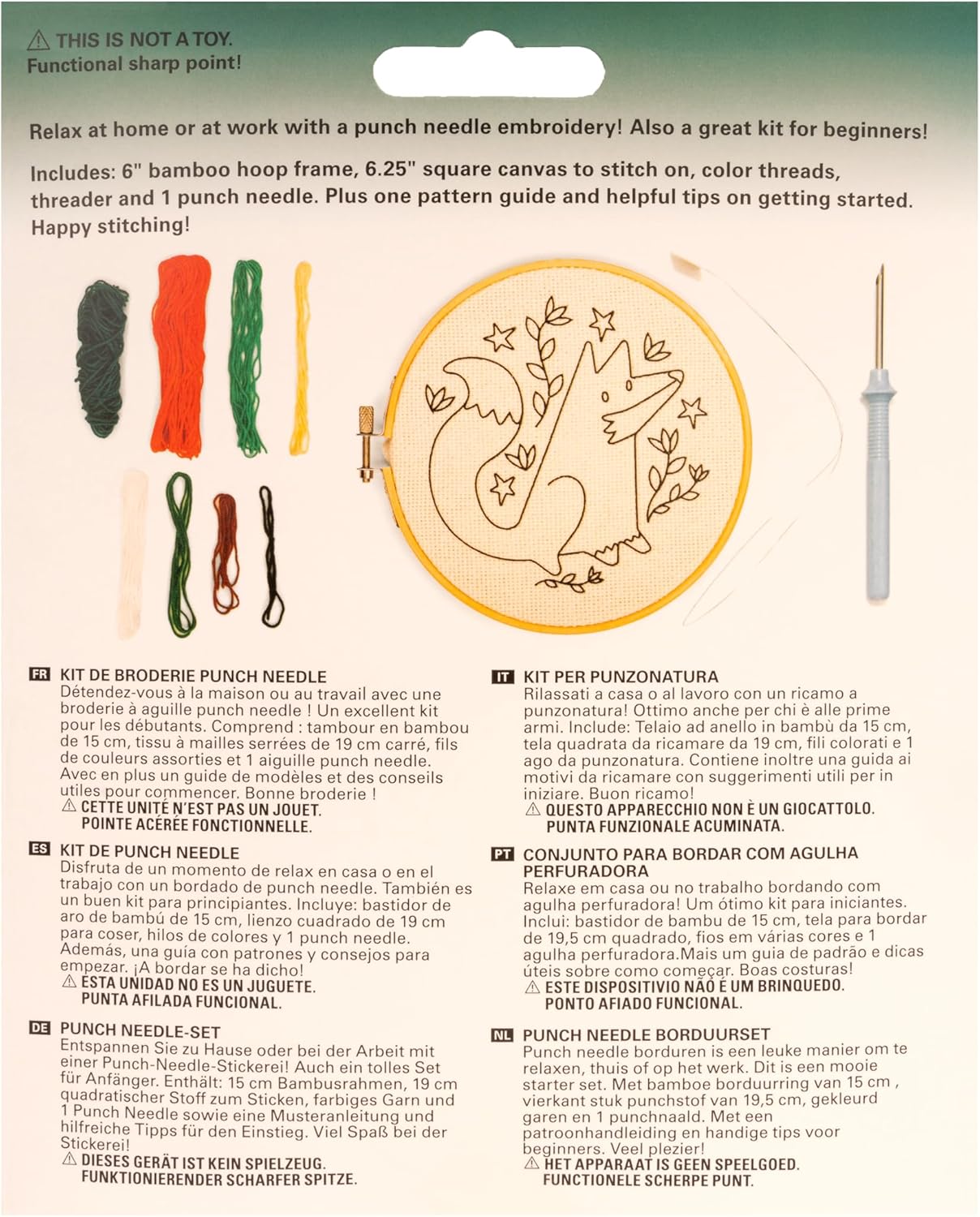 Kikkerland Punch Needle - Fox - Includes Everything Needed