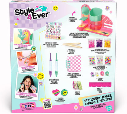Canal Toys Mini-papierfabriek met 40+ accessoires – creatieve machine voor pennen, potloden en notitieboeken – complete set met stickers en decoraties, roze