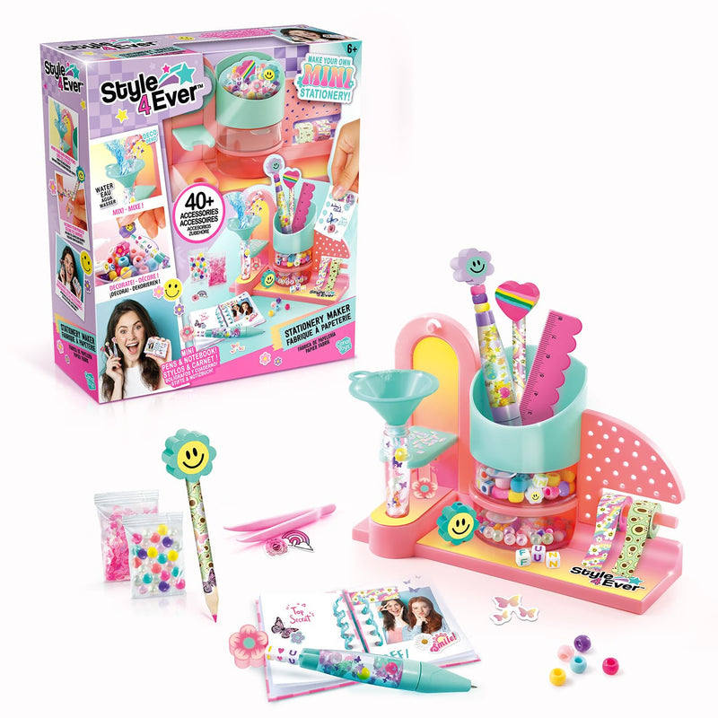 Canal Toys Mini-papierfabriek met 40+ accessoires – creatieve machine voor pennen, potloden en notitieboeken – complete set met stickers en decoraties, roze