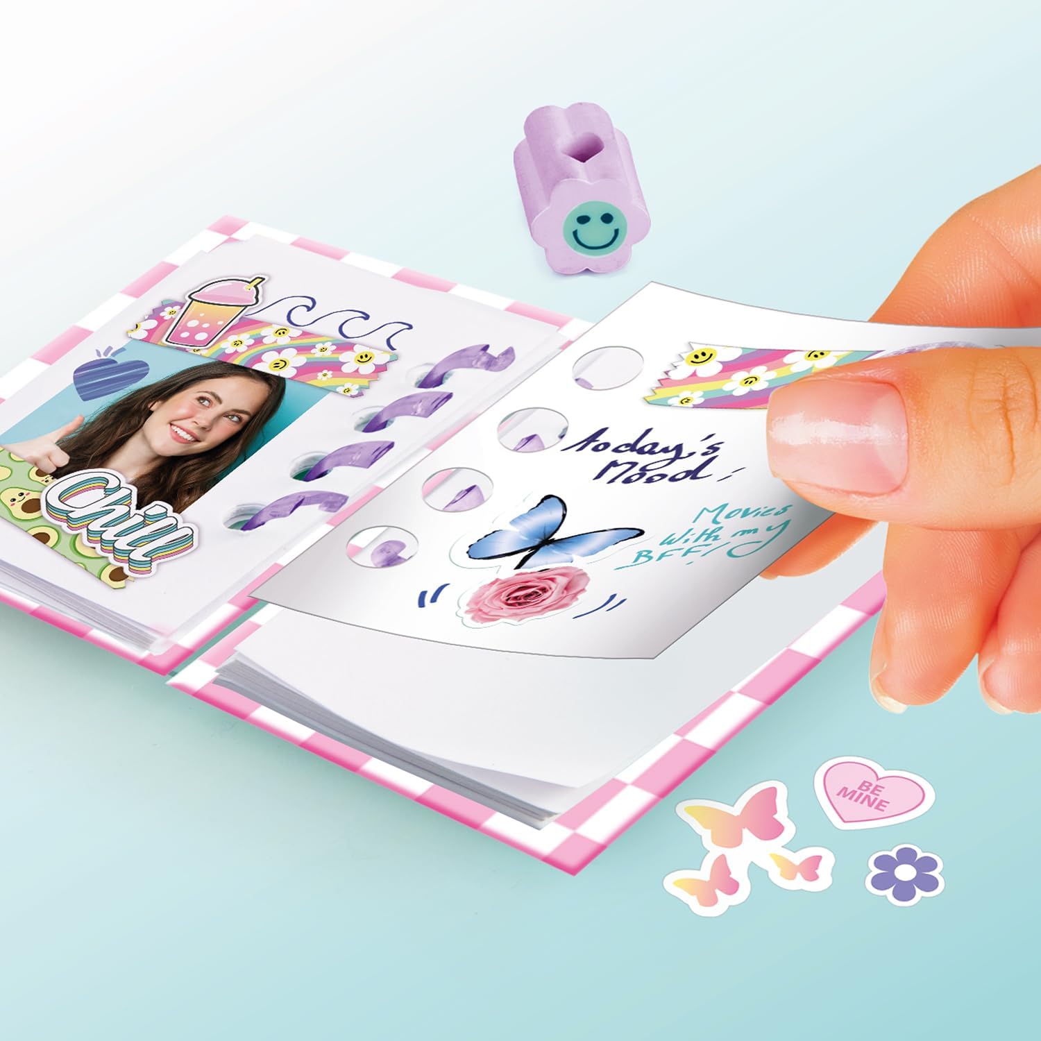 Canal Toys Mini-papierfabriek met 40+ accessoires – creatieve machine voor pennen, potloden en notitieboeken – complete set met stickers en decoraties, roze
