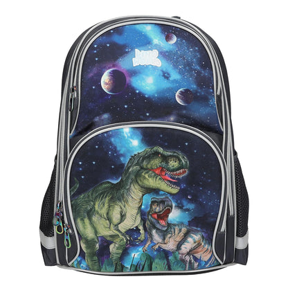 Depesche 13132 Dino World Galaxy School Backpack in Dark Blue with Dinosaur Motif, Planets and Stars, School Bag with Adjustable Straps