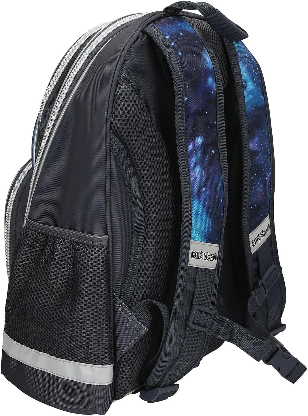 Depesche 13132 Dino World Galaxy School Backpack in Dark Blue with Dinosaur Motif, Planets and Stars, School Bag with Adjustable Straps