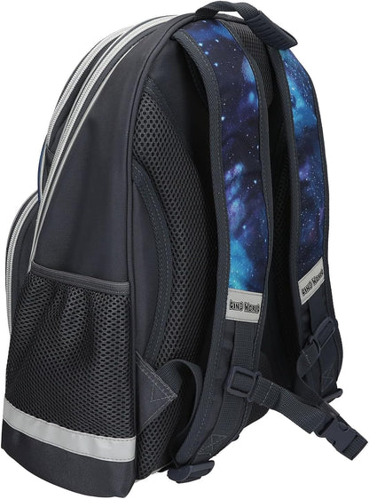 Depesche 13132 Dino World Galaxy School Backpack in Dark Blue with Dinosaur Motif, Planets and Stars, School Bag with Adjustable Straps