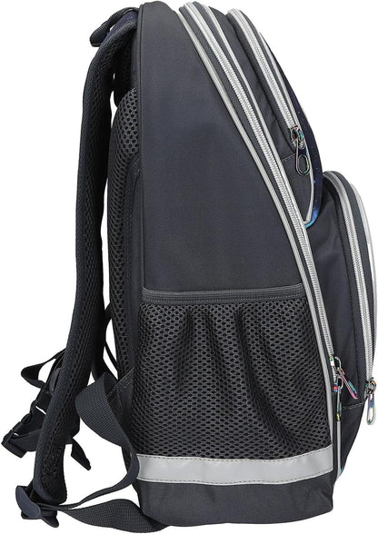 Depesche 13132 Dino World Galaxy School Backpack in Dark Blue with Dinosaur Motif, Planets and Stars, School Bag with Adjustable Straps