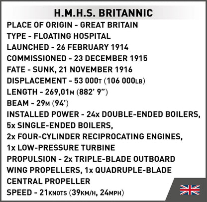 Cobi Historical Collection Great War 1681 H.M.H.S Britannic 1681