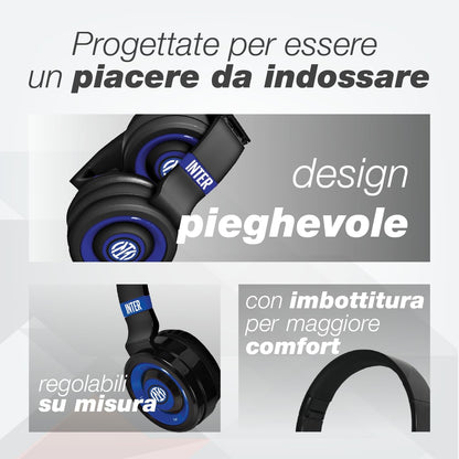 Inter - Cuffie Senza Filo Cuffie Wireless Over-Ear, Cuffie Bluetooth Senza Fili Pieghevoli, Cuffie con Microfono Incorporato, HiFi Stereo, Micro SD Slot, FM Radio per iPhone/Android/Viaggio/PC