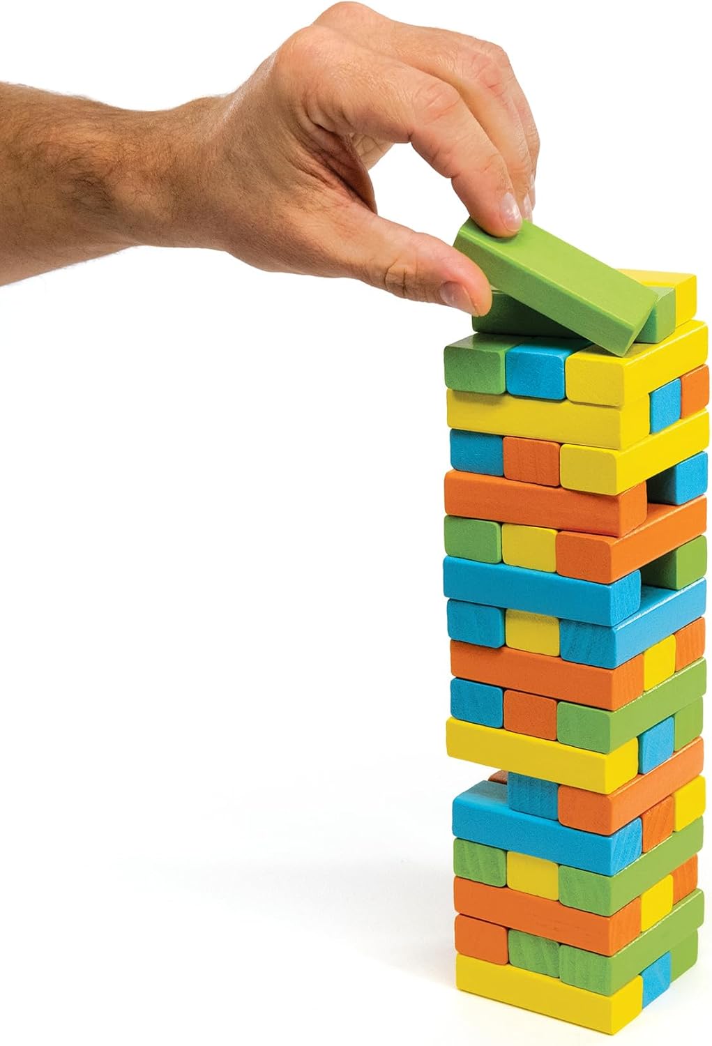 Outset Media Obey The Block - Traditional Wooden Tumbling Tower Block Game, Family Fun for Kids and Adults, Classic Children's Stacking Game that Promotes Speed, Reaction and Tactics