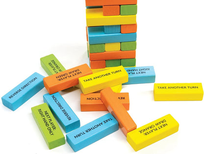Outset Media Obey The Block - Traditional Wooden Tumbling Tower Block Game, Family Fun for Kids and Adults, Classic Children's Stacking Game that Promotes Speed, Reaction and Tactics