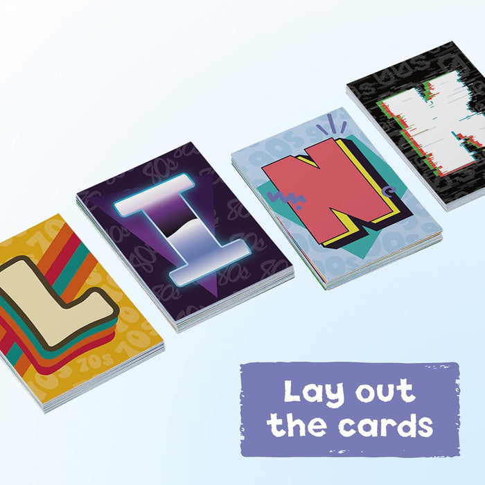 IDEAL | LINKEE Generations decades trivia party quiz game: Four little questions with one big link! 1970's, 80's, 90's, 00's to 2020's | Perfect for teens, adults and families, 3+ players, ages 12+