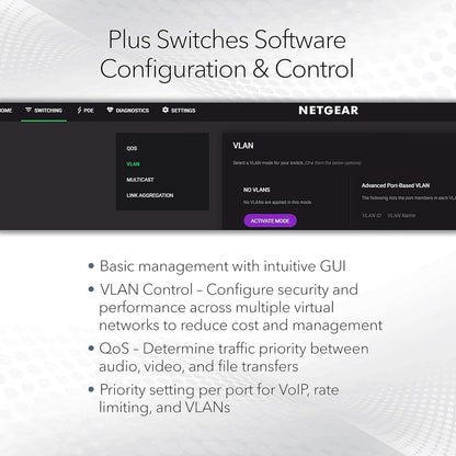 NETGEAR 8 Port 2.5GB Switch MS308E, Multi-Gigabit Managed Ethernet Switch, 5 x 1G and 2.5G Ports, Desktop or Wall Mount