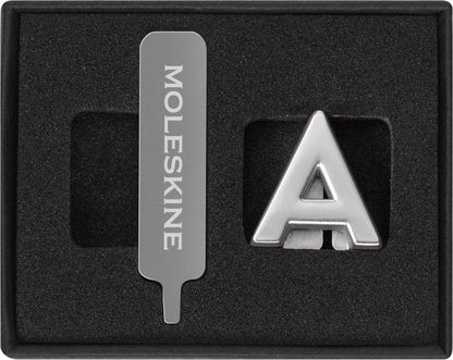 Moleskine Pin for Notebook or Planner Letter A, Letter Pin, Customize The Elastic Closure, Special Customized Gift, Color Silver