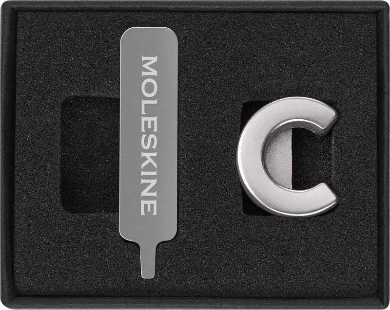 Moleskine Pin for Notebook or Planner Letter C, Letter Pin, Customize The Elastic Closure, Special Customized Gift, Color Silver