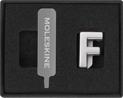 Moleskine Pin for Notebook or Planner Letter F, Letter Pin, Customize The Elastic Closure, Special Customized Gift, Color Silver