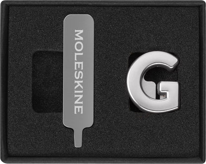 Moleskine Pin for Notebook or Planner Letter G, Letter Pin, Customize The Elastic Closure, Special Customized Gift, Color Silver