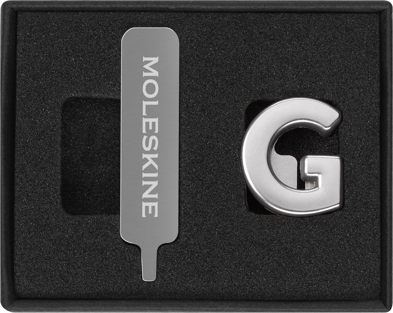 Moleskine Pin for Notebook or Planner Letter G, Letter Pin, Customize The Elastic Closure, Special Customized Gift, Color Silver