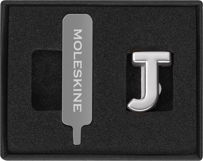 Moleskine Pin for Notebook or Planner Letter J, Letter Pin, Customize The Elastic Closure, Special Customized Gift, Color Silver