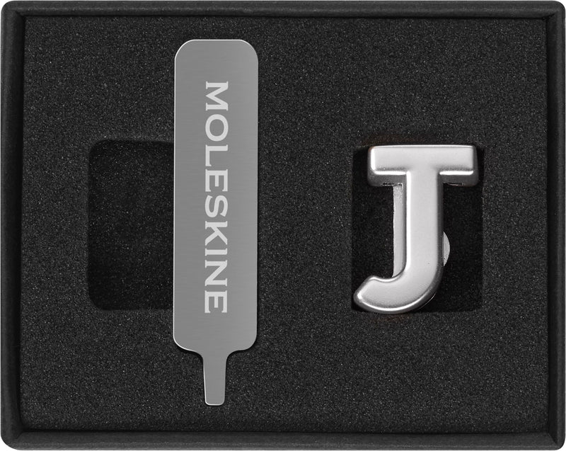 Moleskine Pin for Notebook or Planner Letter J, Letter Pin, Customize The Elastic Closure, Special Customized Gift, Color Silver