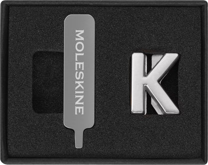 Moleskine Pin for Notebook or Planner Letter K, Letter Pin, Customize The Elastic Closure, Special Customized Gift, Color Silver