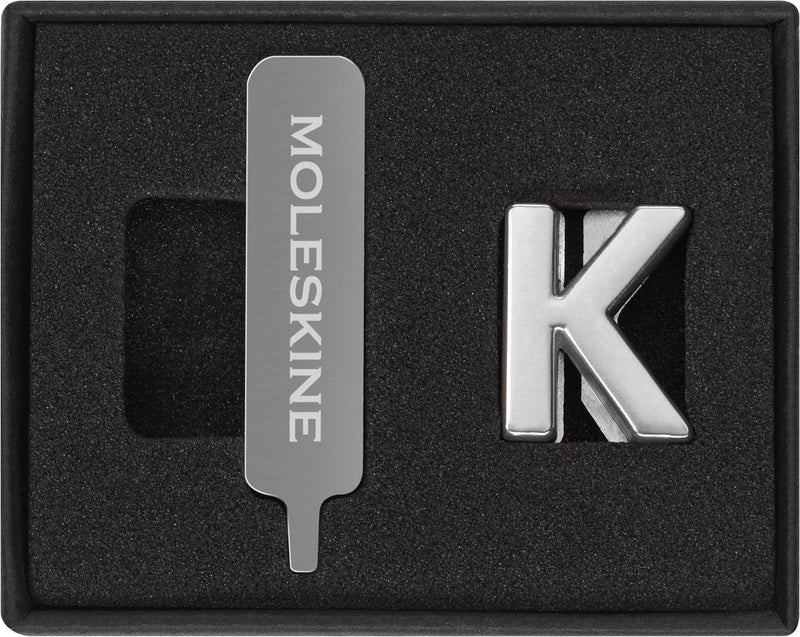 Moleskine Pin for Notebook or Planner Letter K, Letter Pin, Customize The Elastic Closure, Special Customized Gift, Color Silver