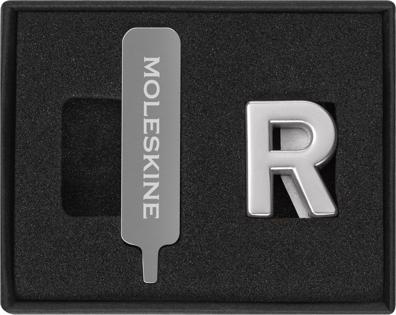 Moleskine Pin for Notebook or Planner Letter R, Letter Pin, Customize The Elastic Closure, Special Customized Gift, Color Silver