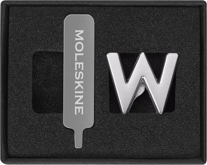 Moleskine Pin for Notebook or Planner Letter W, Letter Pin, Customize The Elastic Closure, Special Customized Gift, Color Silver