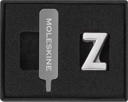 Moleskine Pin for Notebook or Planner Letter Z, Letter Pin, Customize The Elastic Closure, Special Customized Gift, Color Silver