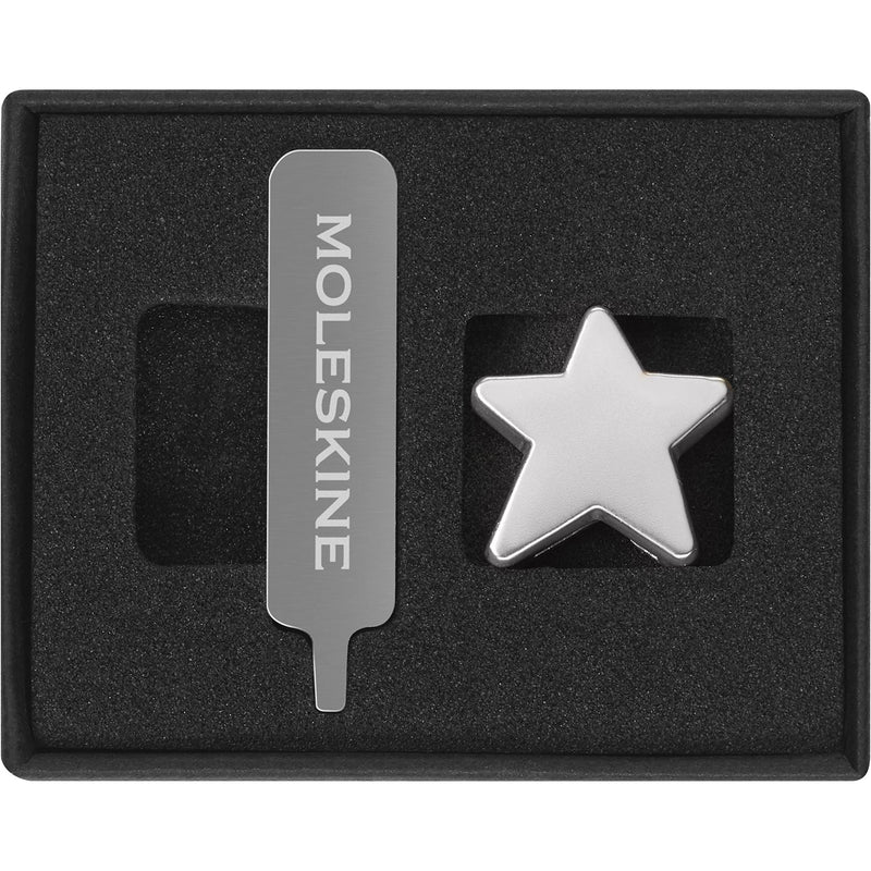 Moleskine Star Pin for Notebook or Planner, Star Pin, Personalise Elastic Closure, Personalised Gift Ideas, Silver Colour