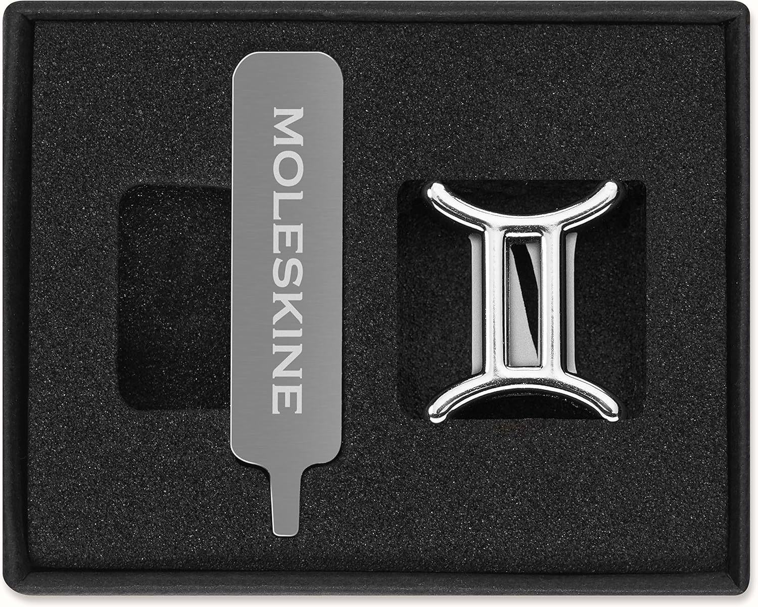 Moleskine Gemini Pin for Notebook or Diary, Zodiac Symbol Pin, Personalise Elastic Closure, Personalised Gift Ideas, Silver Colour