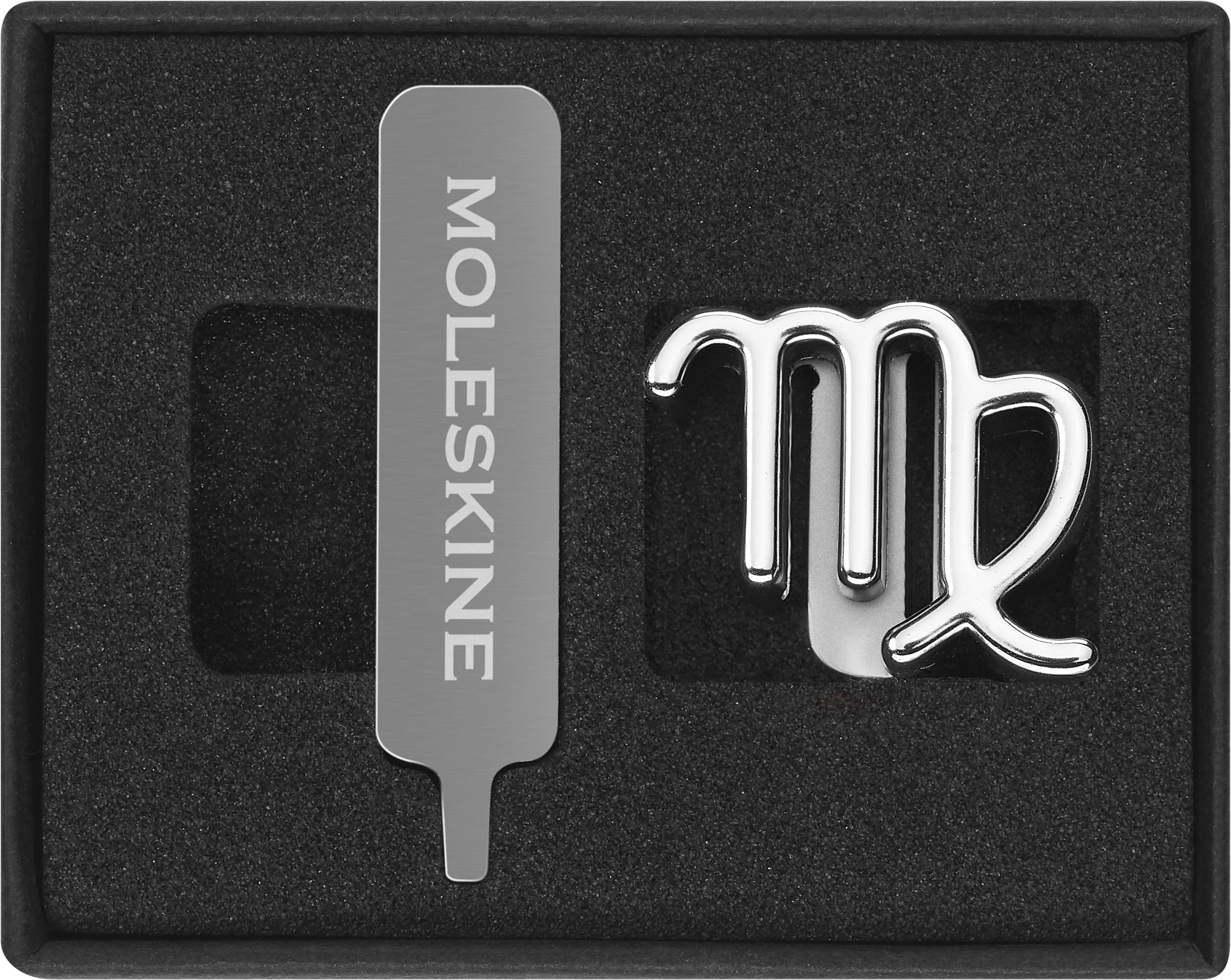 Moleskine Virgo Pin for Notebook or Diary, Zodiac Symbol Pin, Personalise Elastic Closure, Personalised Gift Ideas, Silver Colour