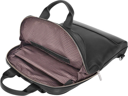 Moleskine Device Bag Classic Leather Collection, Vertical Leather PC Bag, PC Backpack for Laptop, Notebook, iPad, Computer up to 15'', Dimensions 30 x 8.5 x 40 cm, Color Black