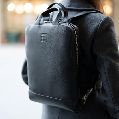 Moleskine Device Bag Classic Leather Collection, Vertical Leather PC Bag, PC Backpack for Laptop, Notebook, iPad, Computer up to 15'', Dimensions 30 x 8.5 x 40 cm, Color Black