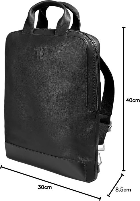 Moleskine Device Bag Classic Leather Collection, Vertical Leather PC Bag, PC Backpack for Laptop, Notebook, iPad, Computer up to 15'', Dimensions 30 x 8.5 x 40 cm, Color Black