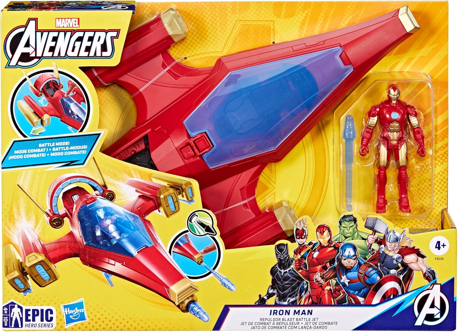 Hasbro Marvel Avengers Epic Hero Series Iron Man Repulsor Blast Battle Jet 10-cm Iron-Man Action Figure 2-Pack & Gear