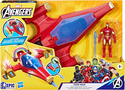 Hasbro Marvel Avengers Epic Hero Series Iron Man Repulsor Blast Battle Jet 10-cm Iron-Man Action Figure 2-Pack & Gear