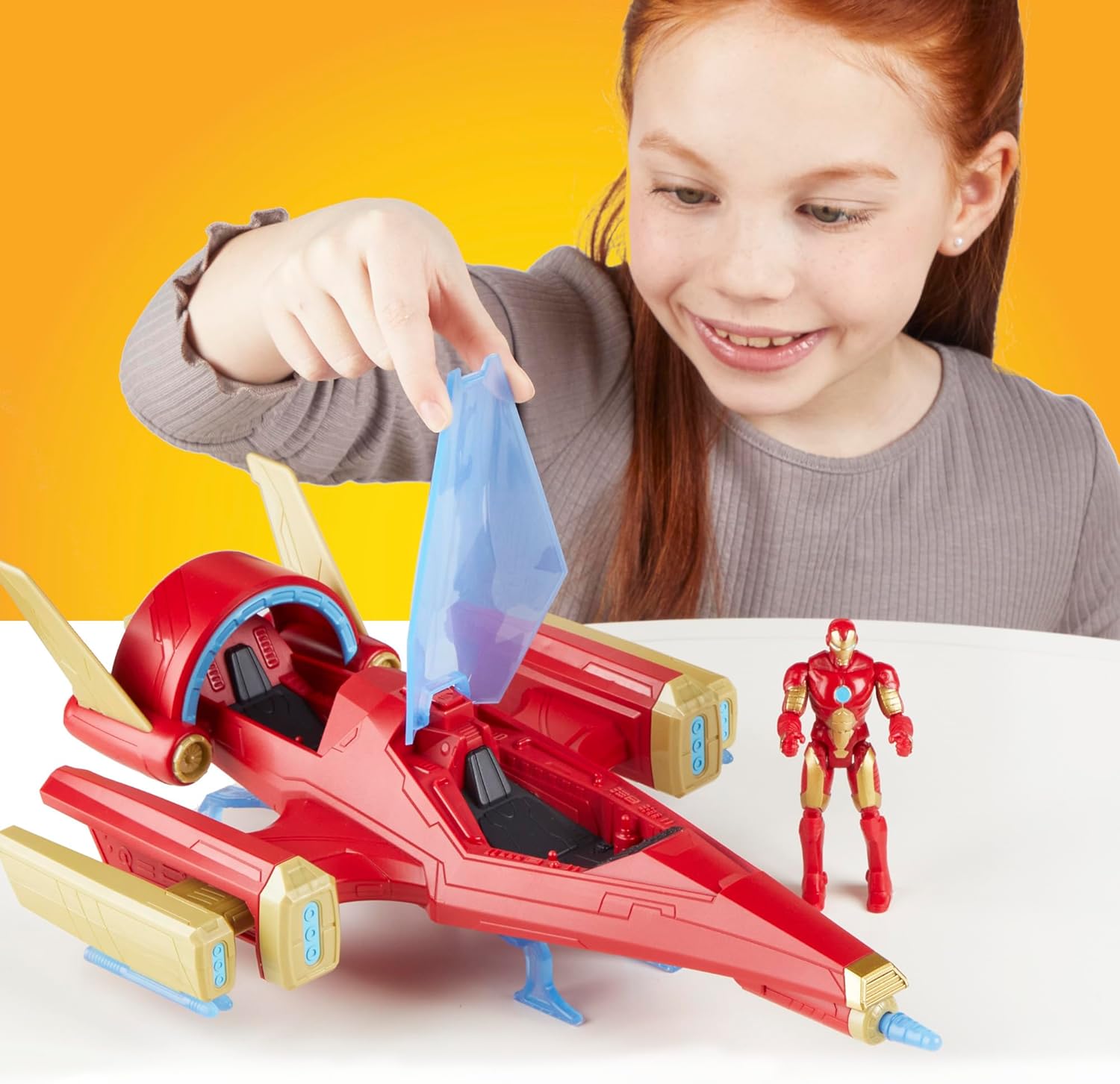 Hasbro Marvel Avengers Epic Hero Series Iron Man Repulsor Blast Battle Jet 10-cm Iron-Man Action Figure 2-Pack & Gear