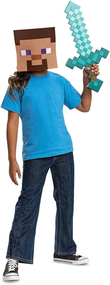 Disguise Minecraft Official Diamond Sword Accessory. Inspired by Steve's Sword Featured in Minecraft. Perfect for Role Play To Battle Against The Creepers. One Size Available