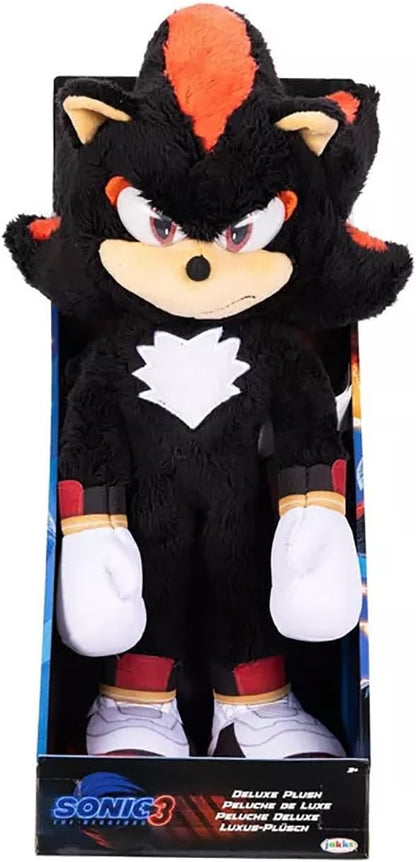 Sonic 3 Movie Shadow Deluxe Plush by Jakks Pacific, Stands 33 cm Tall, Officially Licensed by Sonic the Hedgehog Movie 3, Great Gift for Boys/Girls, Suggested for Ages 3+, Black