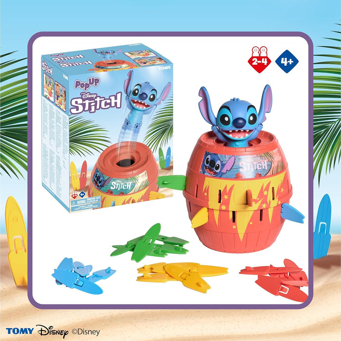 TOMY Disney Pop Up Stitch Action Board Game, Fun Family and Kids Game for Ages 4+, Preschool Children’s Game for Boys, Girls, and Adults.