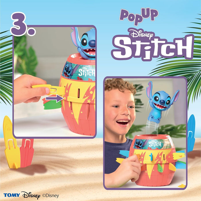 TOMY Disney Pop Up Stitch Action Board Game, Fun Family and Kids Game for Ages 4+, Preschool Children’s Game for Boys, Girls, and Adults.