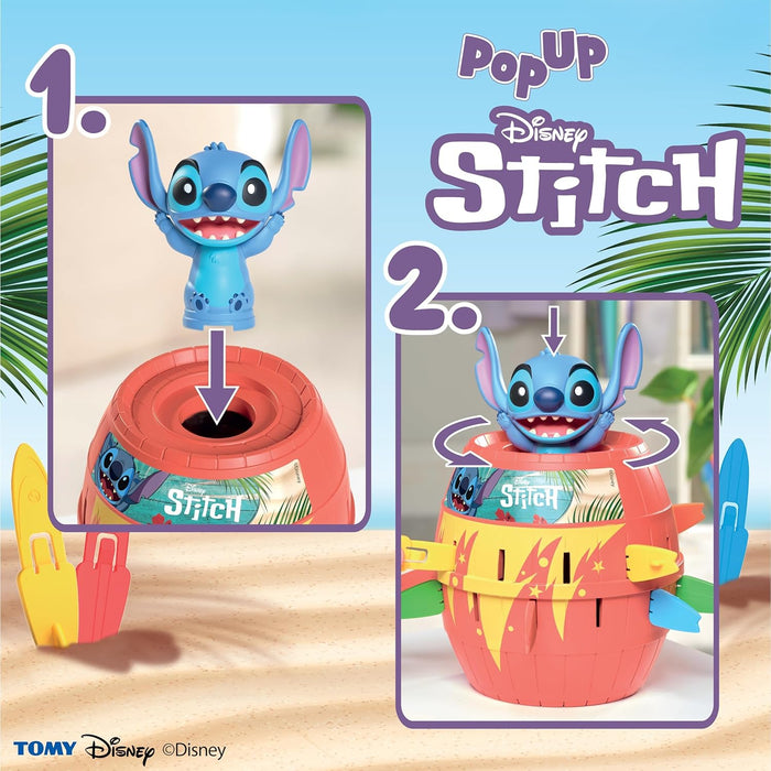 TOMY Disney Pop Up Stitch Action Board Game, Fun Family and Kids Game for Ages 4+, Preschool Children’s Game for Boys, Girls, and Adults.