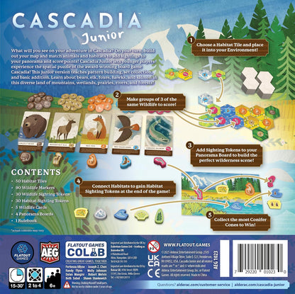 Alderac Entertainment Group | Cascadia Junior Board Game in English for All Family | Strategic Competitive Game for 2-4 Players | Standalone Game For Younger Players To Experience Cascadia